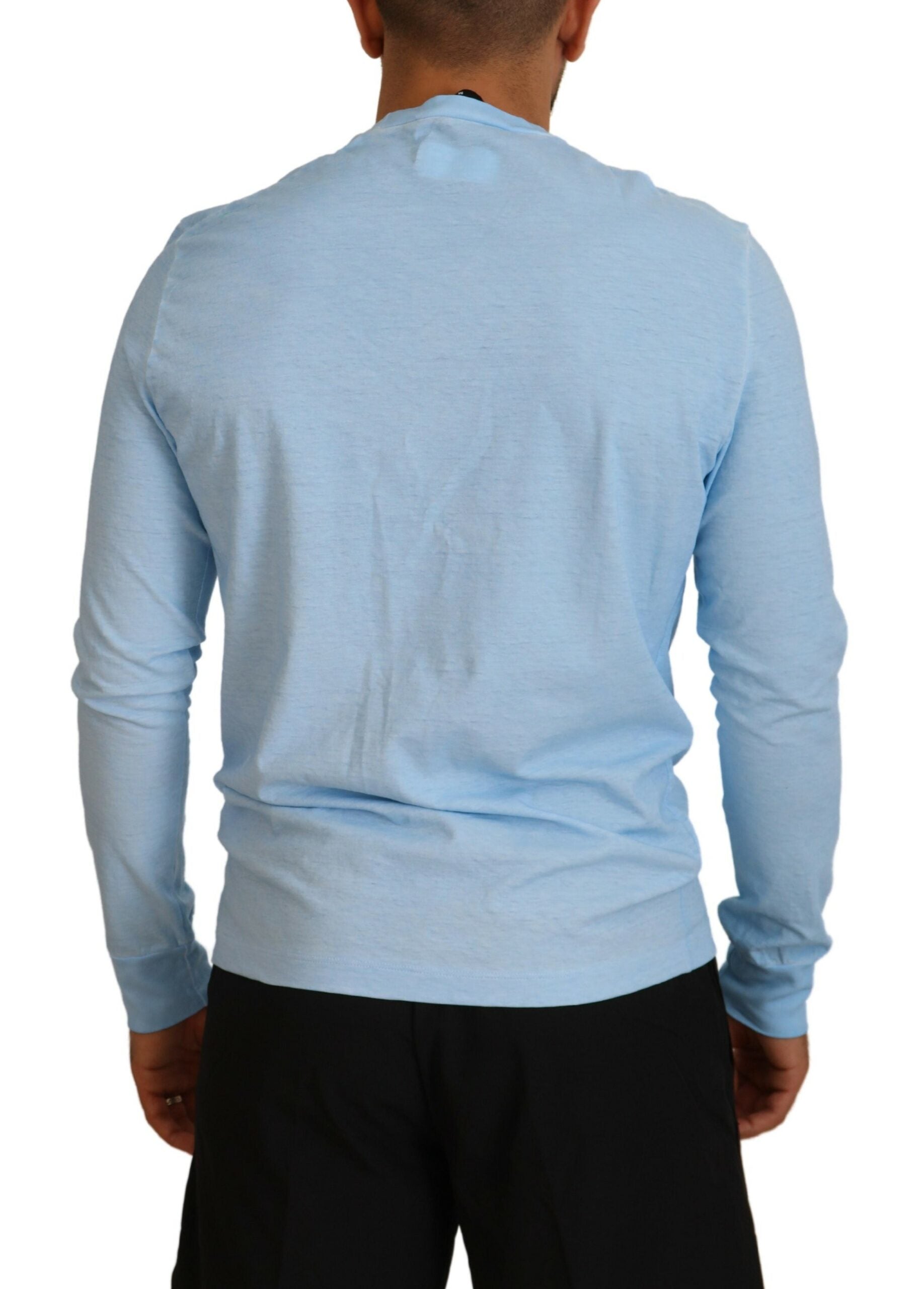 Dsquared² Light Blue Printed Long Sleeves Men Sweater by Dsquared²
