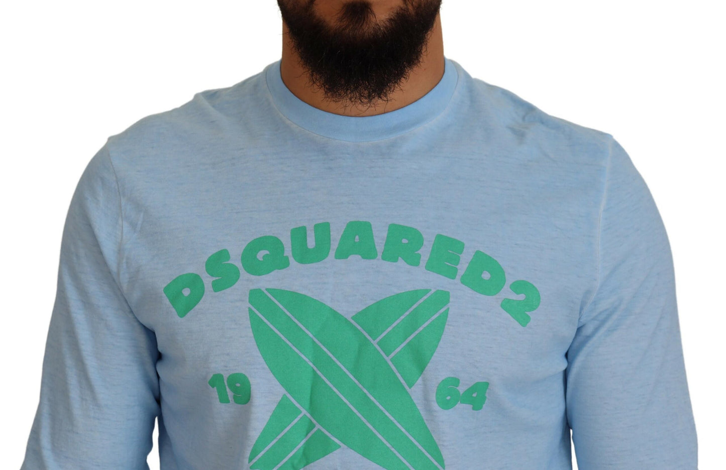 Dsquared² Light Blue Printed Long Sleeves Men Sweater by Dsquared²
