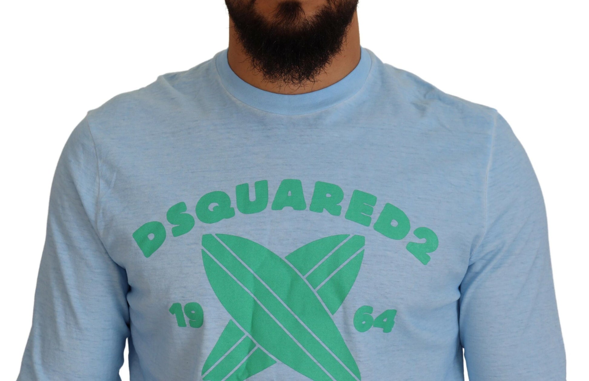 Dsquared² Light Blue Printed Long Sleeves Men Sweater by Dsquared²