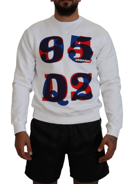 Dsquared² White Printed Long Sleeves Pullover Sweater by Dsquared²