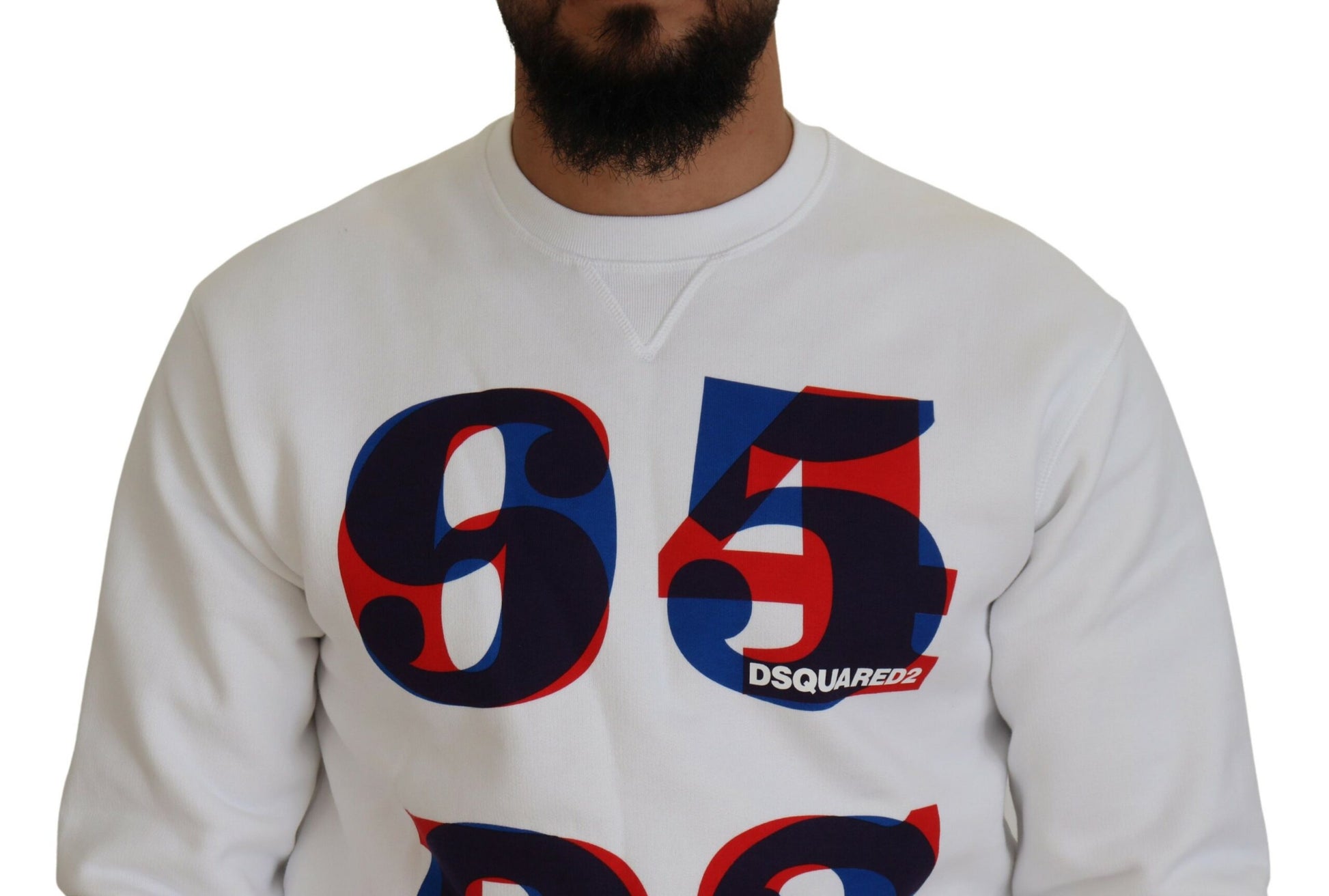 Dsquared² White Printed Long Sleeves Pullover Sweater by Dsquared²