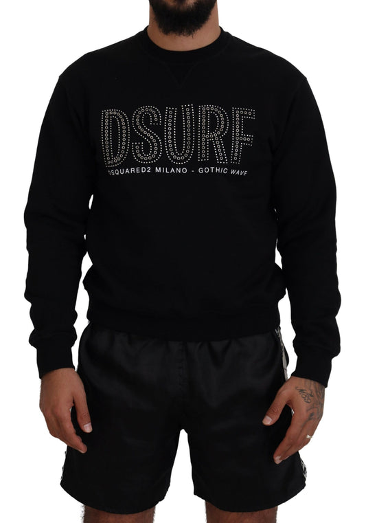 Dsquared² Black Cotton Printed Long Sleeves Pullover Sweater by Dsquared²