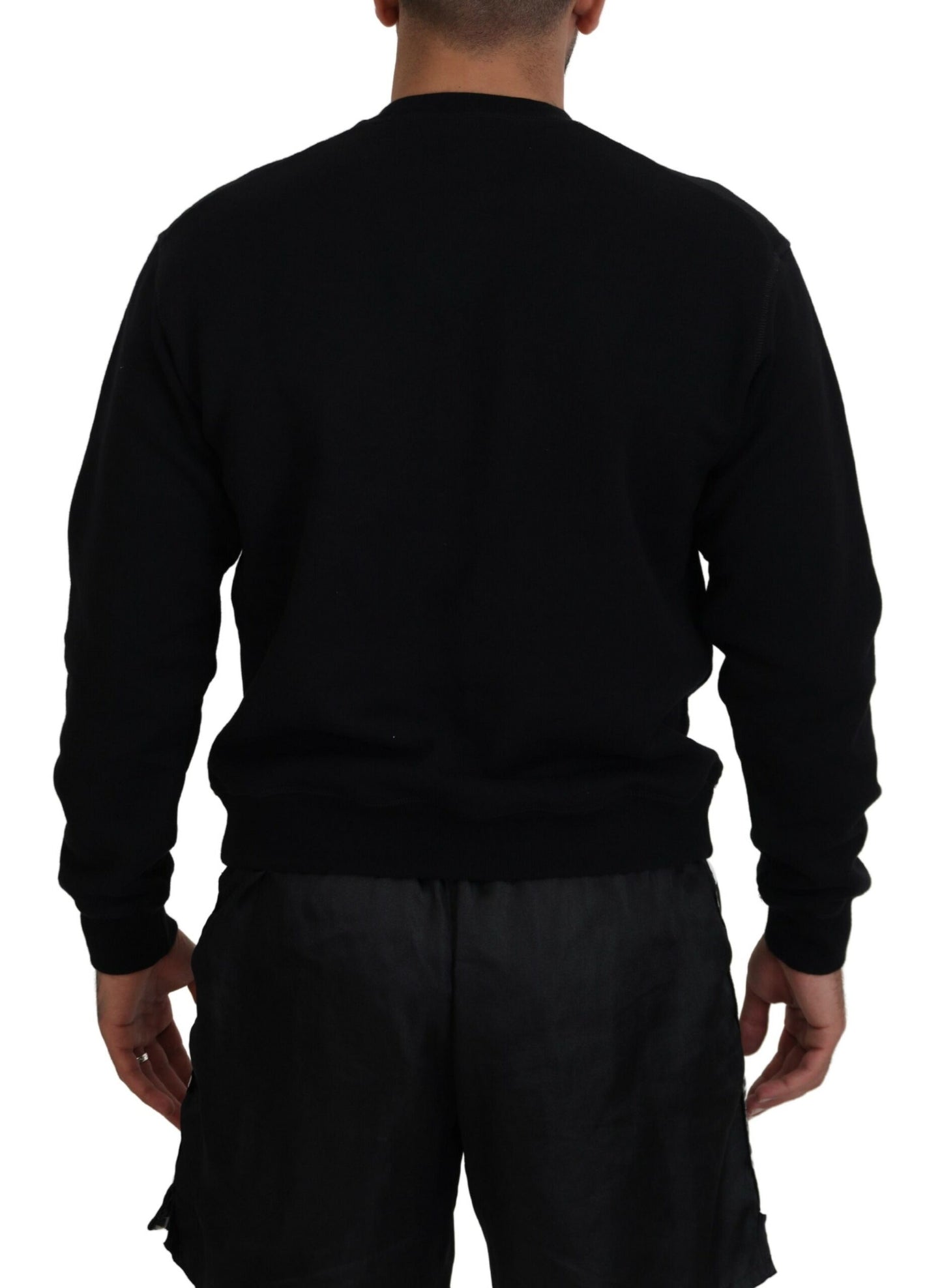 Dsquared² Black Cotton Printed Long Sleeves Pullover Sweater by Dsquared²