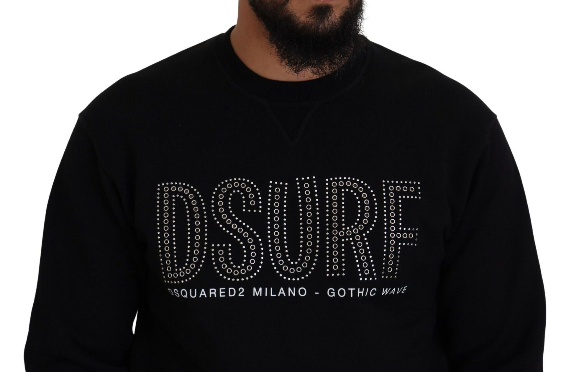Dsquared² Black Cotton Printed Long Sleeves Pullover Sweater by Dsquared²