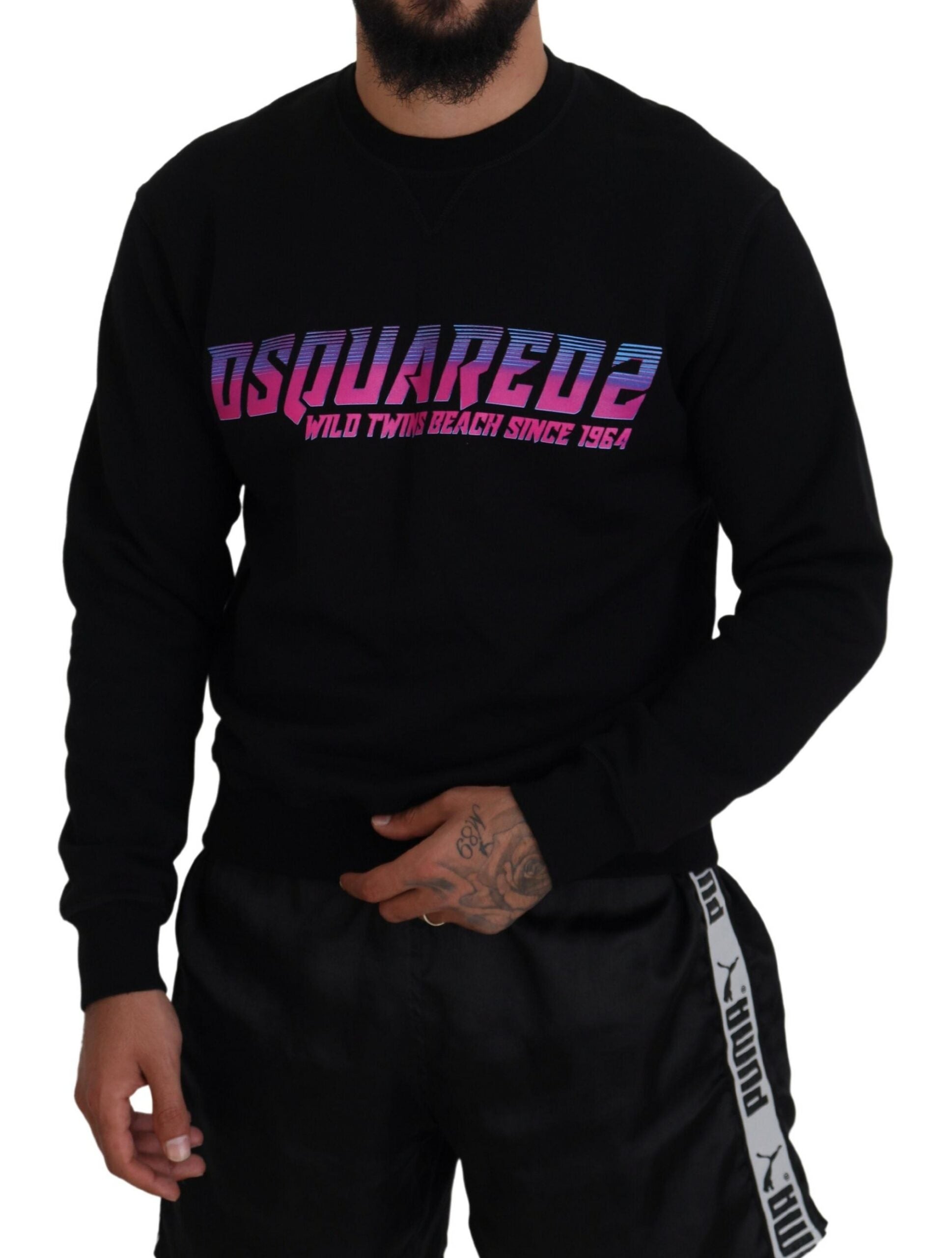 Dsquared² Black Logo Print Long Sleeves Men Pullover Sweater by Dsquared²