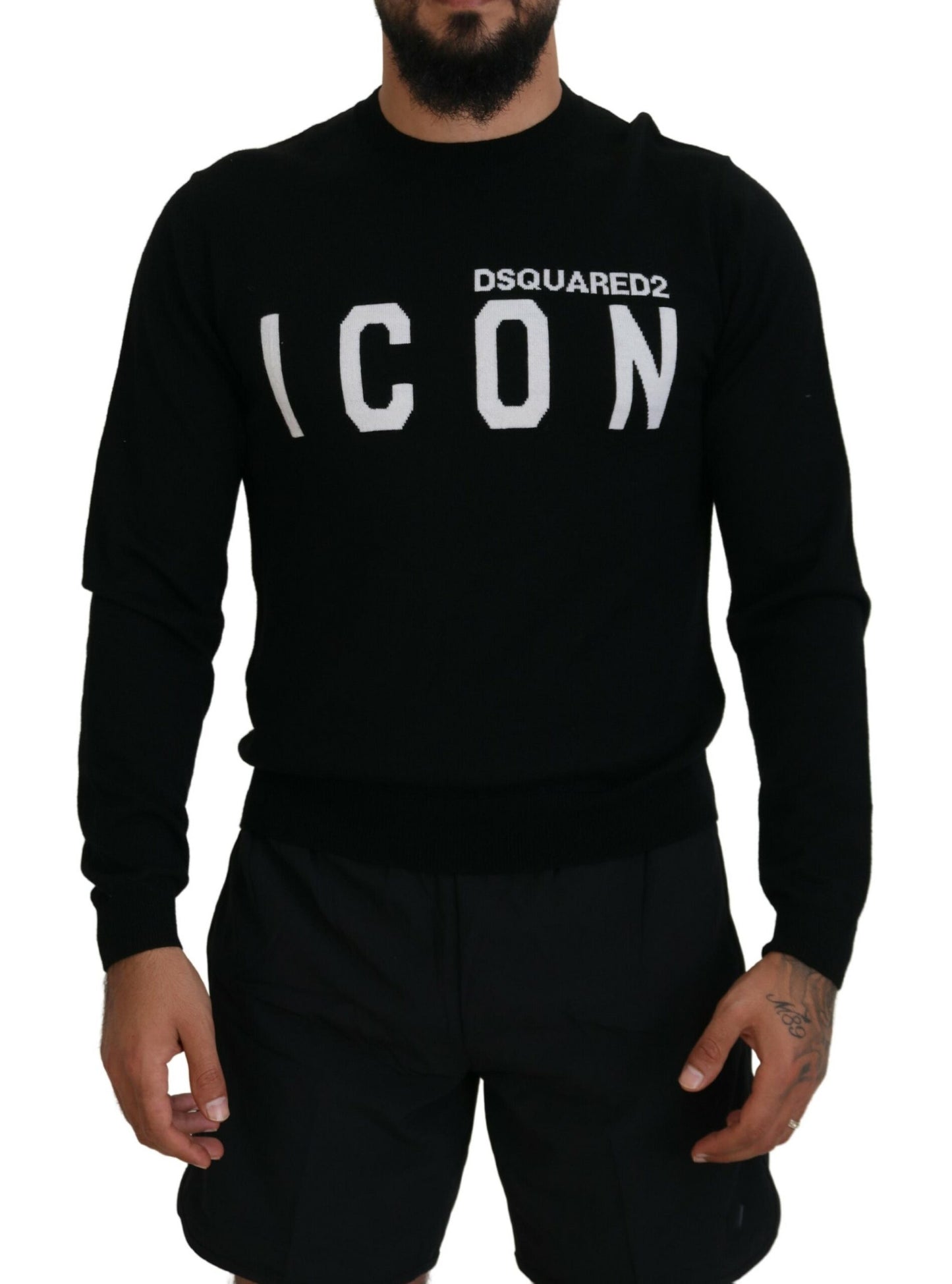 Dsquared² Black Logo Print Long Sleeves Men Pullover Sweater by Dsquared²