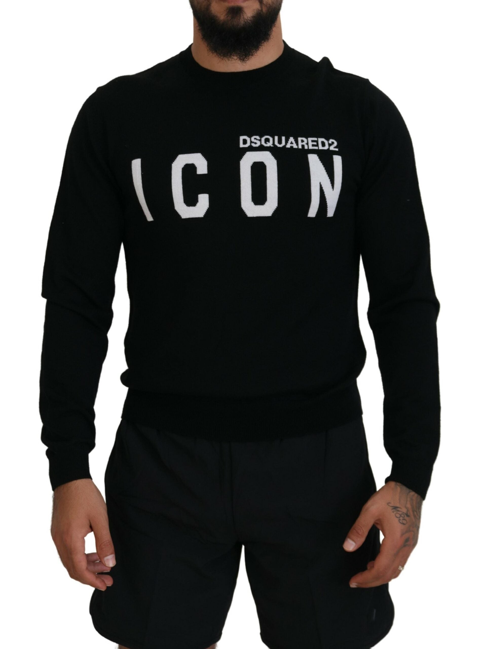 Dsquared² Black Logo Print Long Sleeves Men Pullover Sweater by Dsquared²