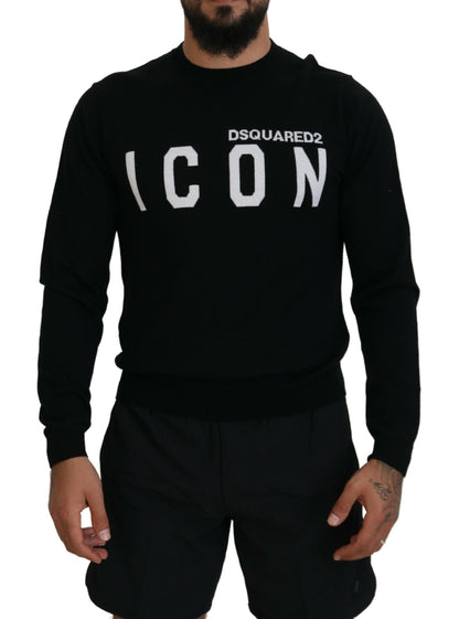Dsquared² Black Logo Print Long Sleeves Men Pullover Sweater by Dsquared²