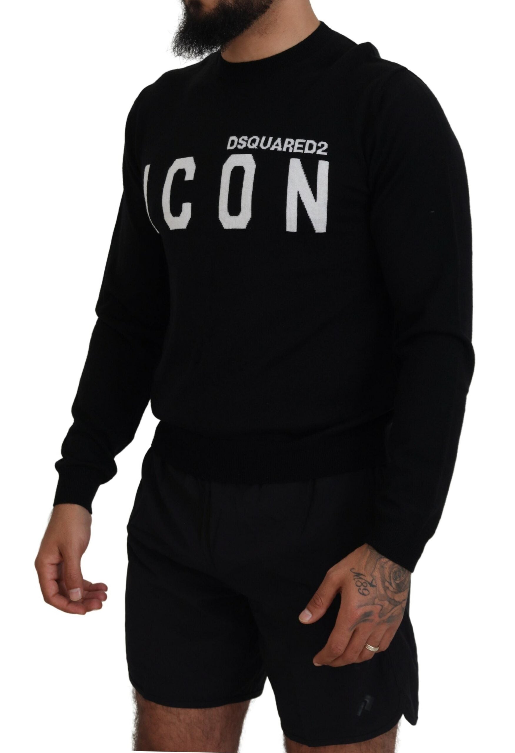 Dsquared² Black Logo Print Long Sleeves Men Pullover Sweater by Dsquared²