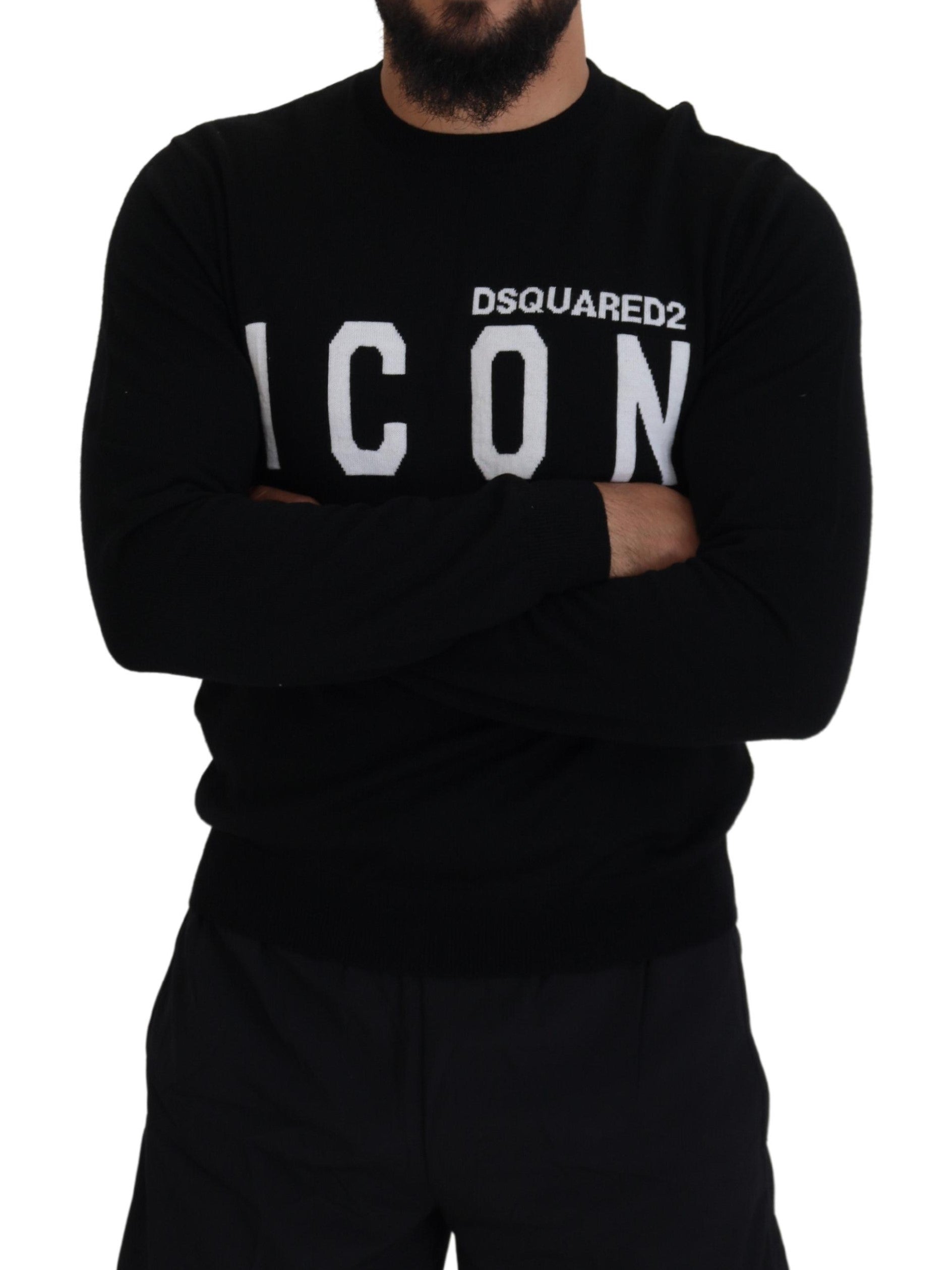Dsquared² Black Logo Print Long Sleeves Men Pullover Sweater by Dsquared²
