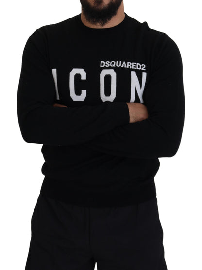 Dsquared² Black Logo Print Long Sleeves Men Pullover Sweater by Dsquared²