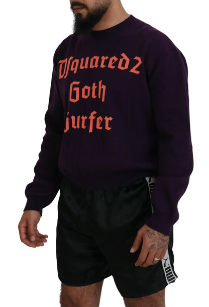 Dsquared² Purple Cotton Printed Men Pullover Sweater by Dsquared²