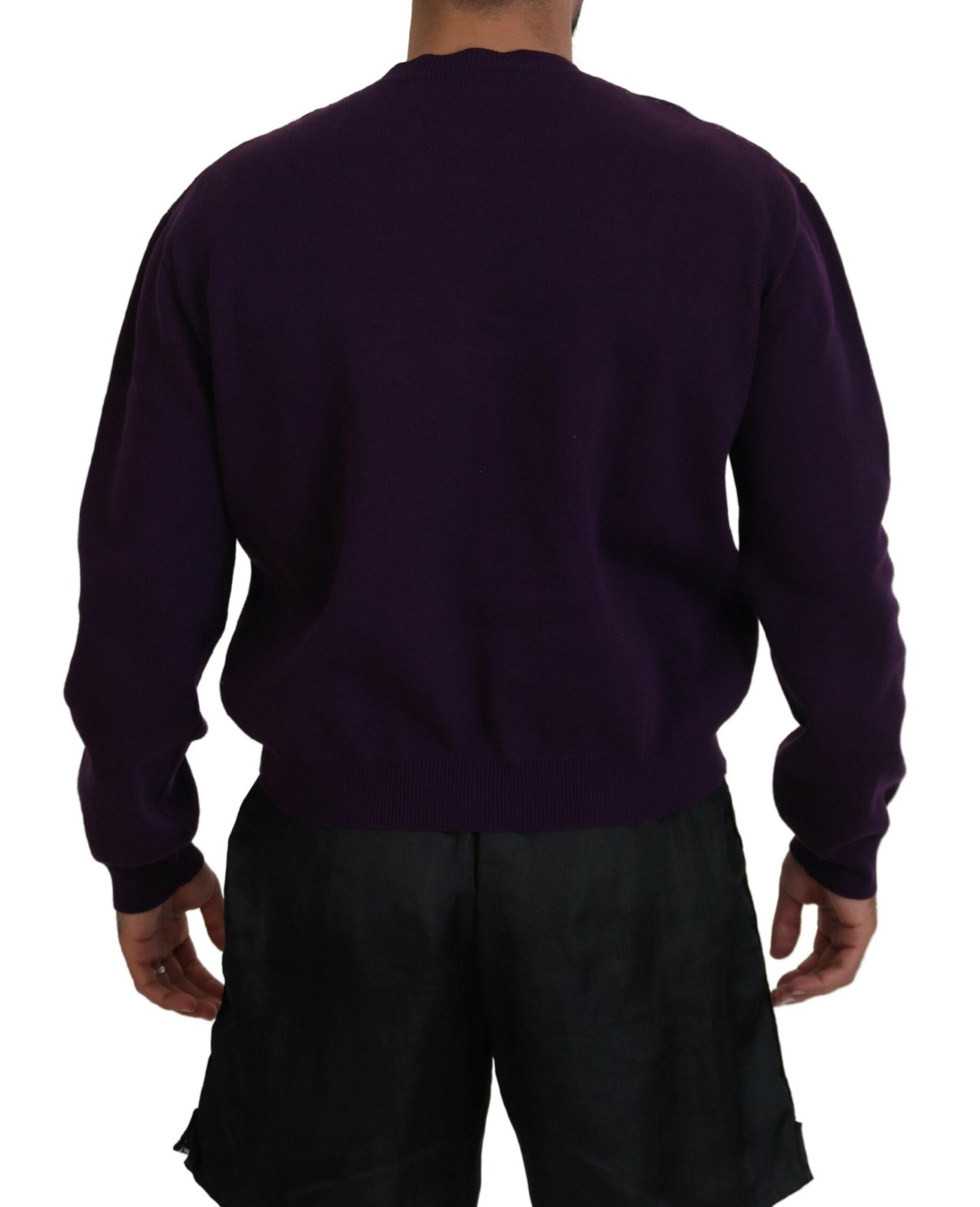 Dsquared² Purple Cotton Printed Men Pullover Sweater by Dsquared²