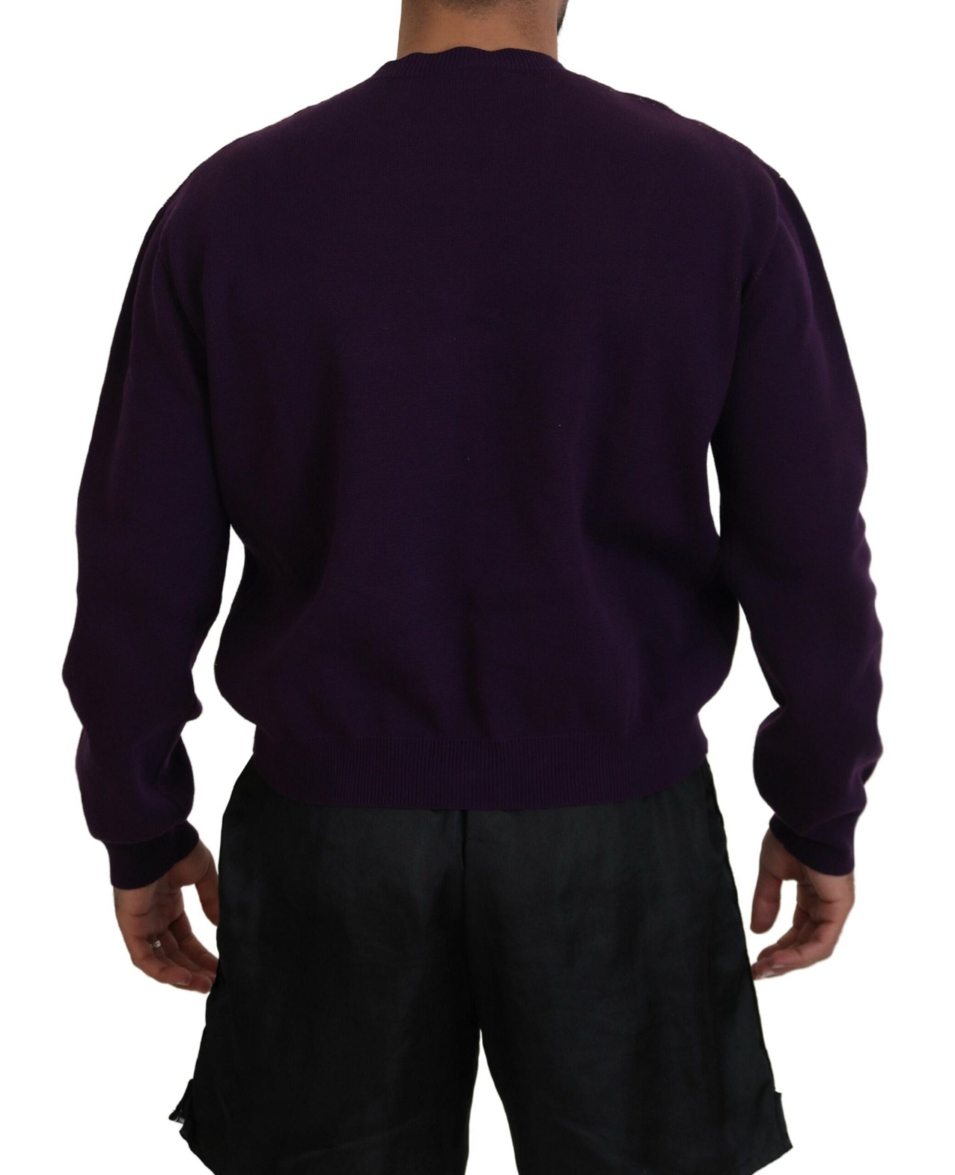 Dsquared² Purple Cotton Printed Men Pullover Sweater by Dsquared²
