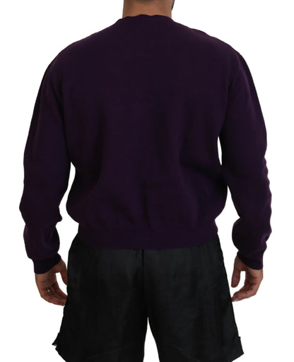Dsquared² Purple Cotton Printed Men Pullover Sweater by Dsquared²