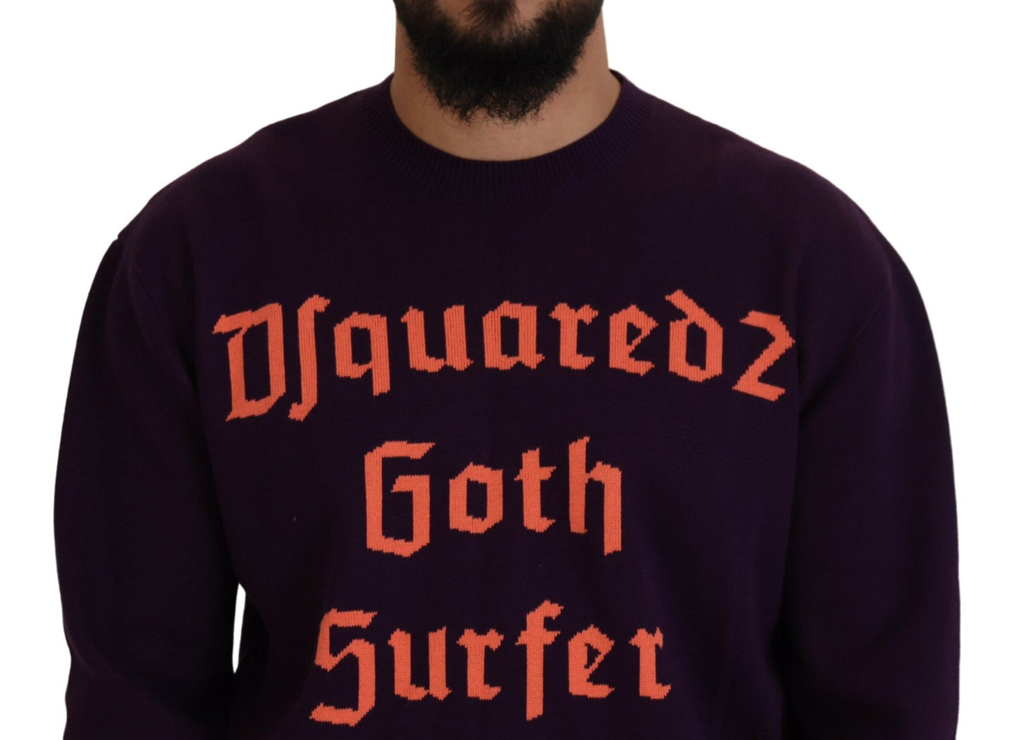 Dsquared² Purple Cotton Printed Men Pullover Sweater by Dsquared²