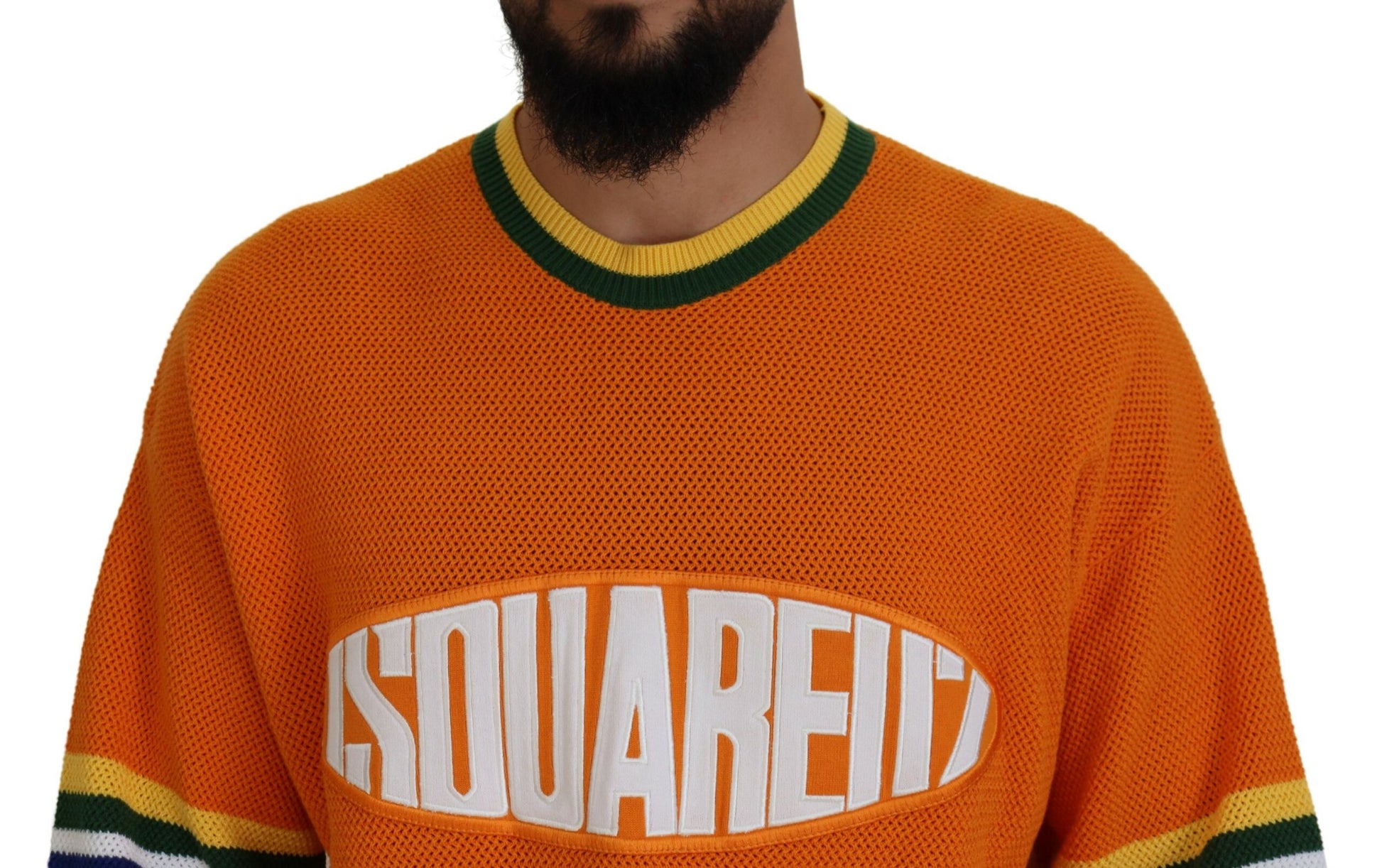 Dsquared² Orange Printed Long Sleeves Men Pullover Sweater by Dsquared²