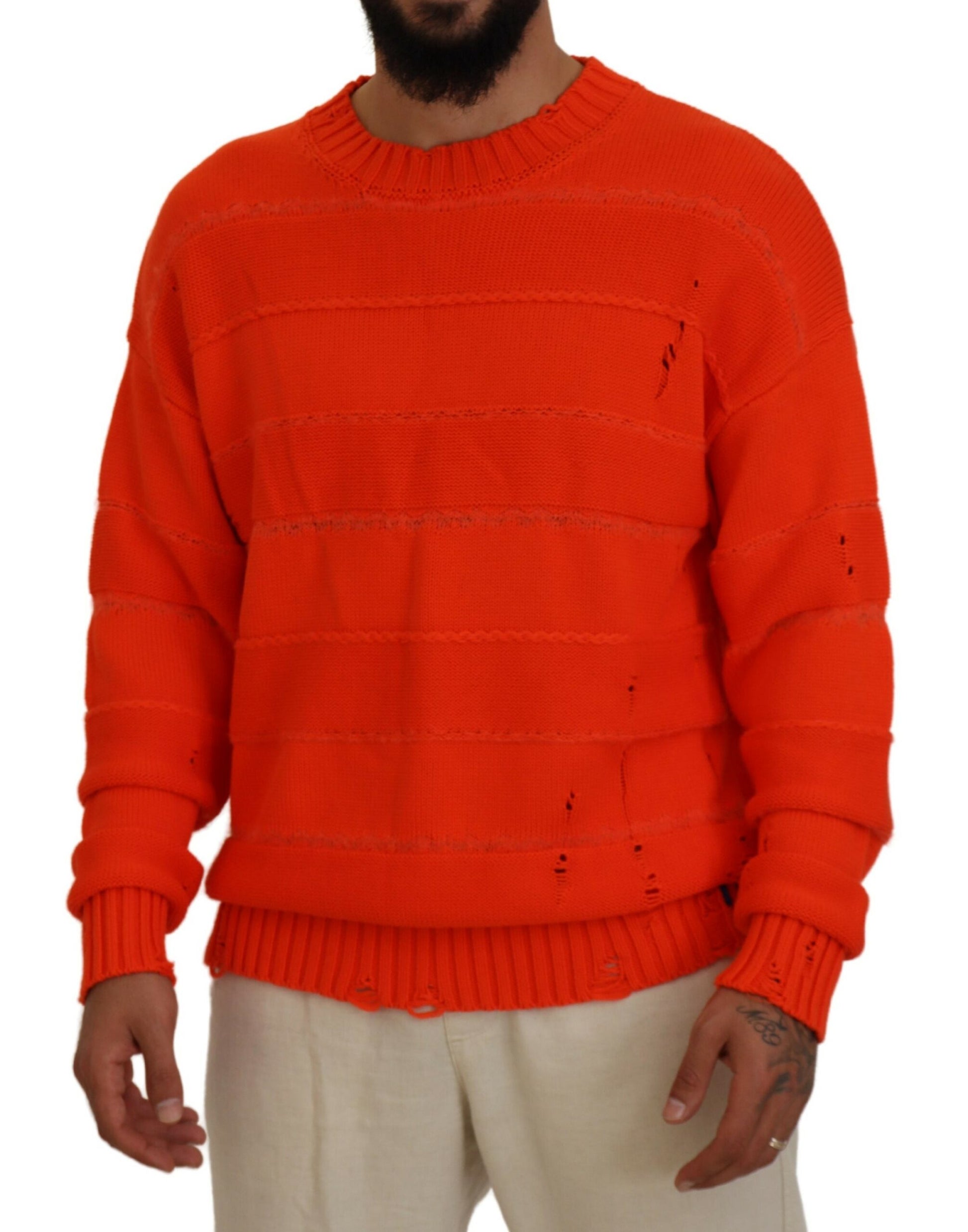 Dsquared² Orange Cotton Long Sleeves Men Pullover Sweater by Dsquared²