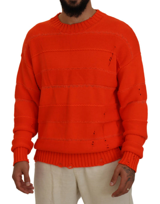 Dsquared² Orange Cotton Long Sleeves Men Pullover Sweater by Dsquared²