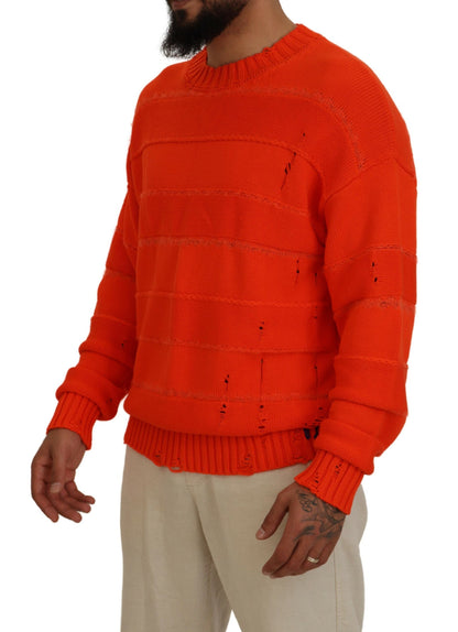 Dsquared² Orange Cotton Long Sleeves Men Pullover Sweater by Dsquared²