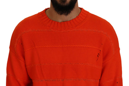 Dsquared² Orange Cotton Long Sleeves Men Pullover Sweater by Dsquared²