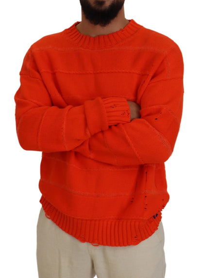 Dsquared² Orange Cotton Long Sleeves Men Pullover Sweater by Dsquared²
