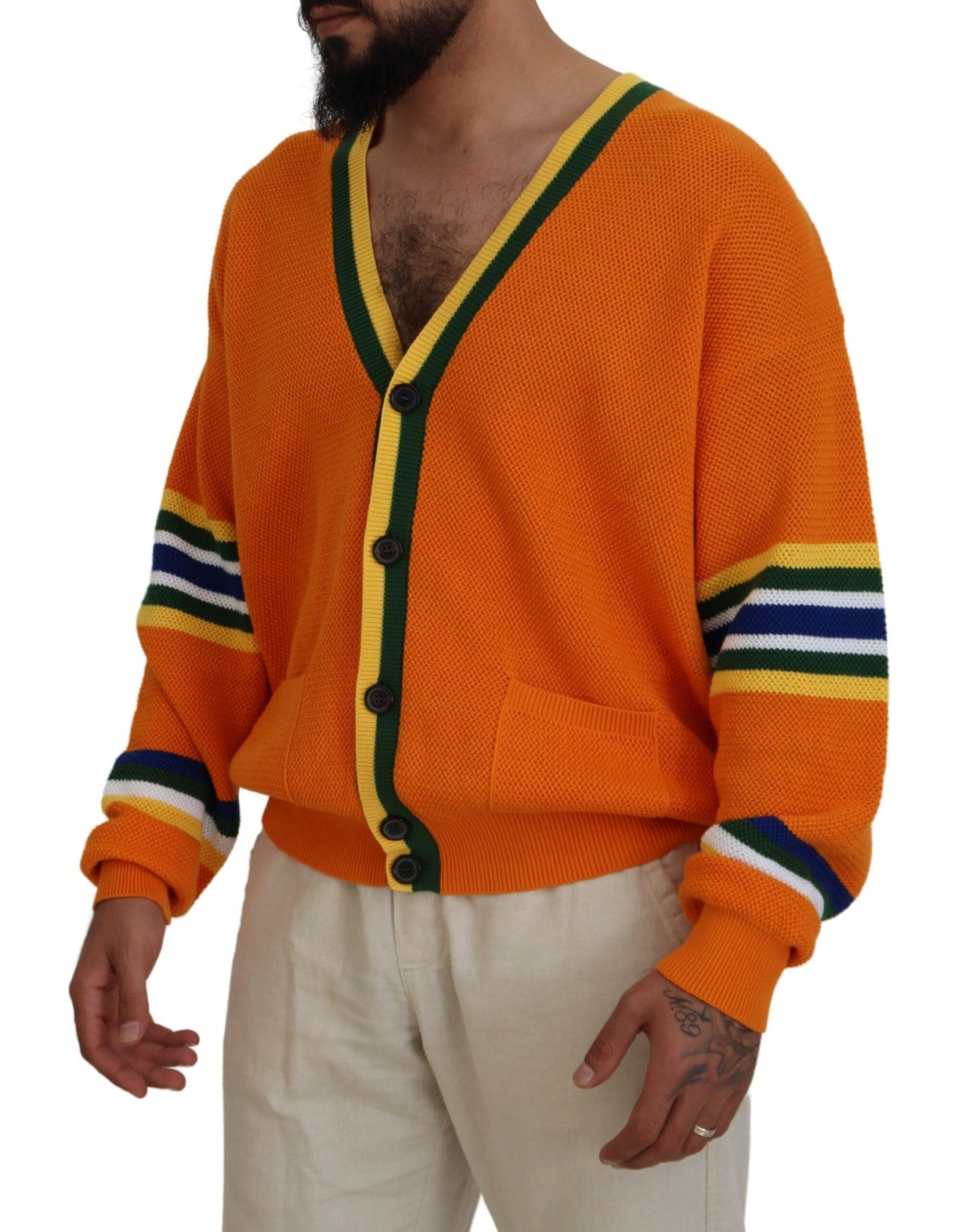 Dsquared² Orange Cotton Long Sleeves Men Cardigan Sweater by Dsquared²