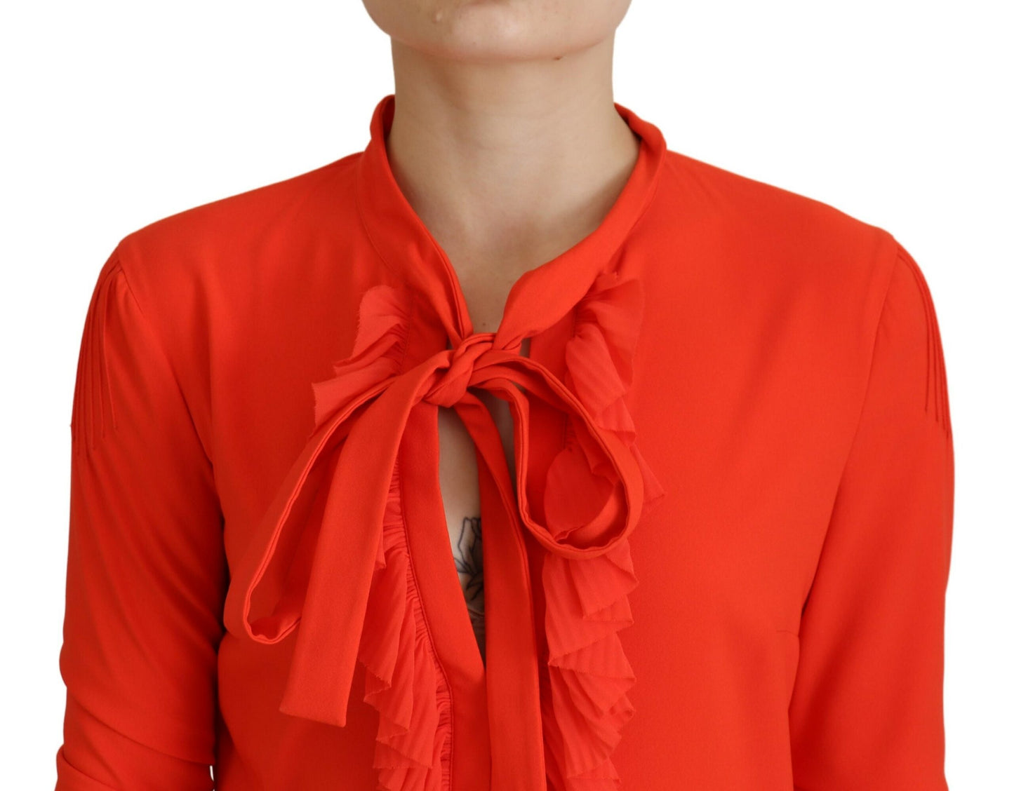 Dsquared² Red Polyester Long Sleeves Pleated Midi Dress by Dsquared²
