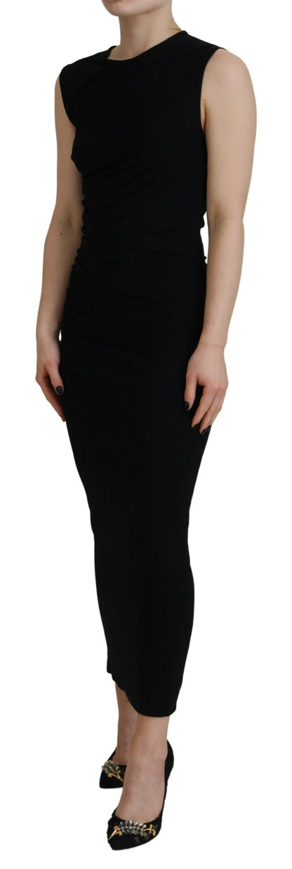 Dsquared² Black Viscose Sleeveless Ruched Maxi Dress by Dsquared²