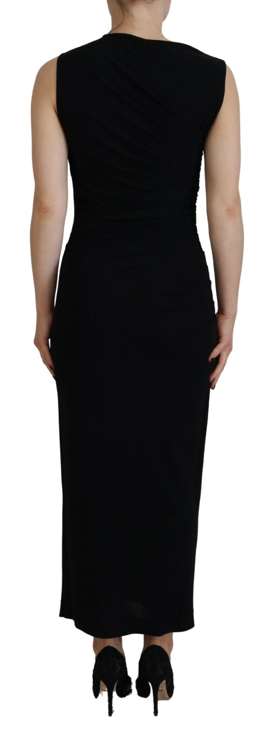 Dsquared² Black Viscose Sleeveless Ruched Maxi Dress by Dsquared²