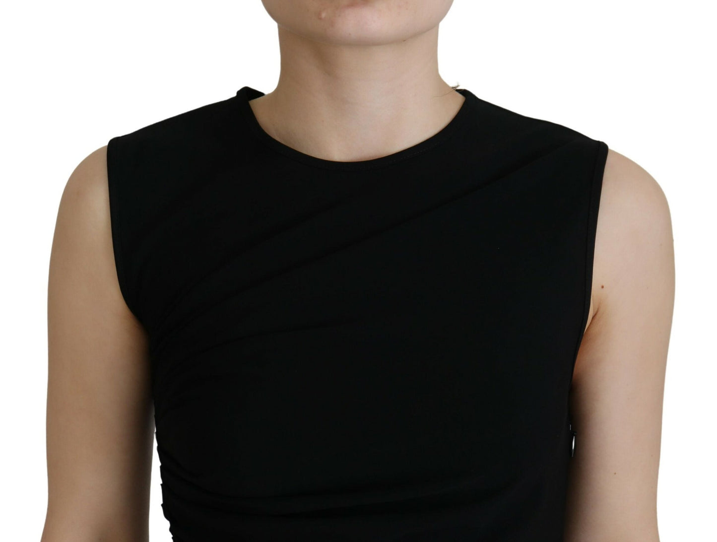 Dsquared² Black Viscose Sleeveless Ruched Maxi Dress by Dsquared²