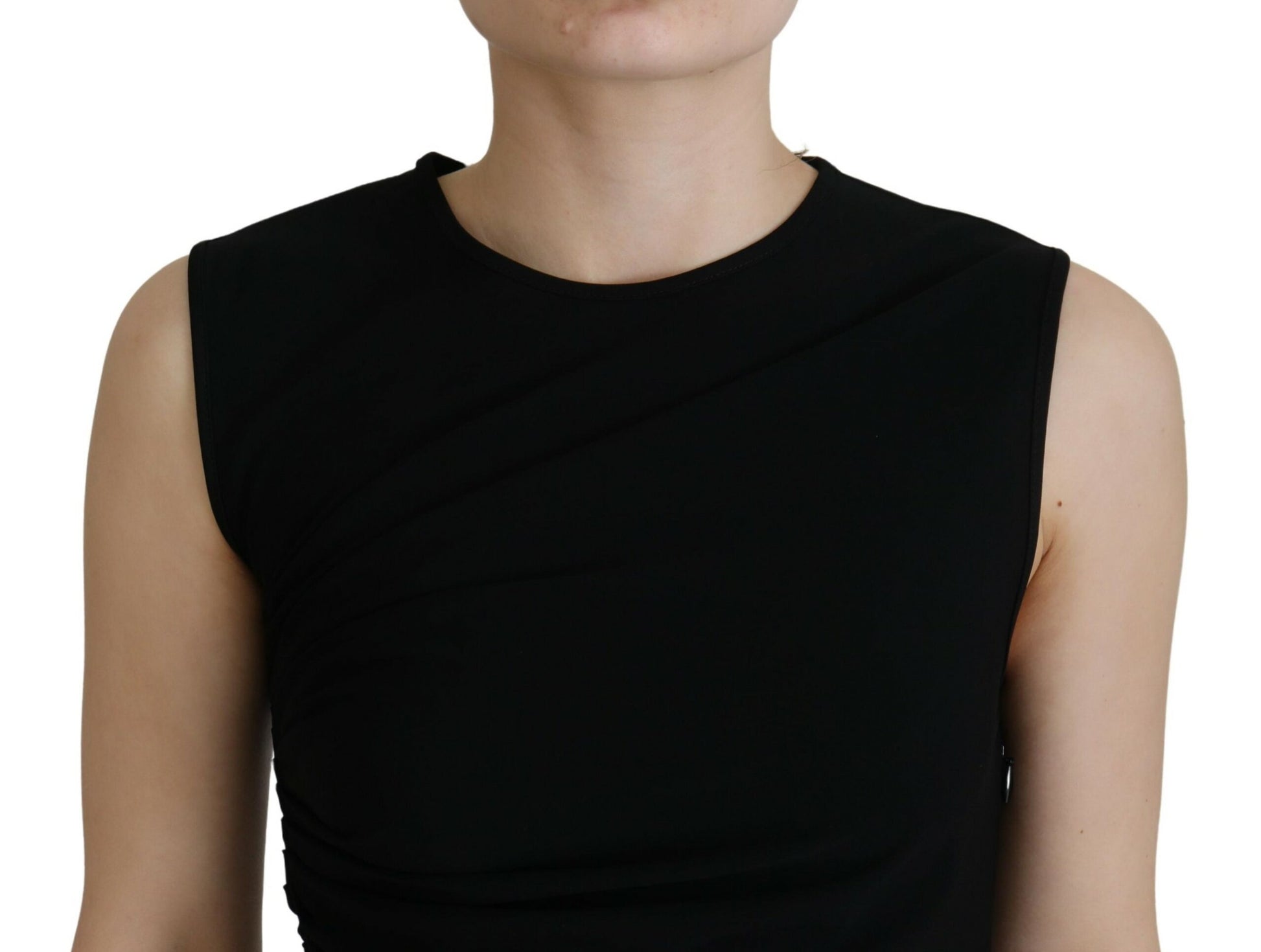 Dsquared² Black Viscose Sleeveless Ruched Maxi Dress by Dsquared²