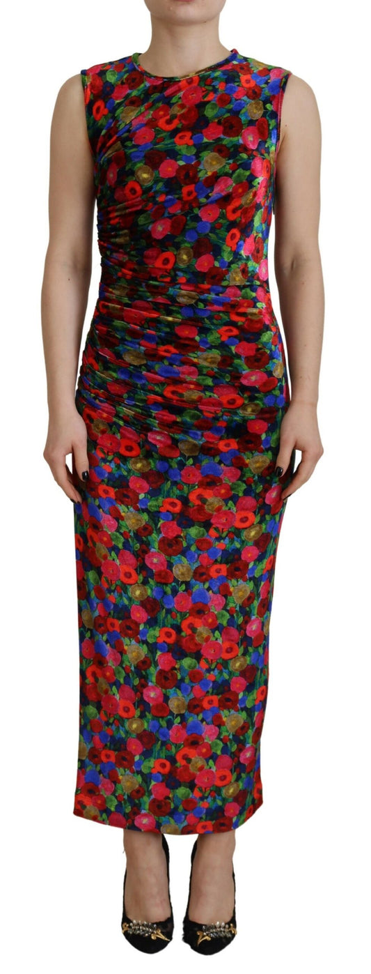 Dsquared² Multicolor Floral Bodycon Ruched Maxi Dress by Dsquared²