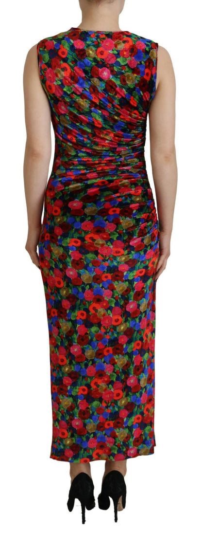 Dsquared² Multicolor Floral Bodycon Ruched Maxi Dress by Dsquared²