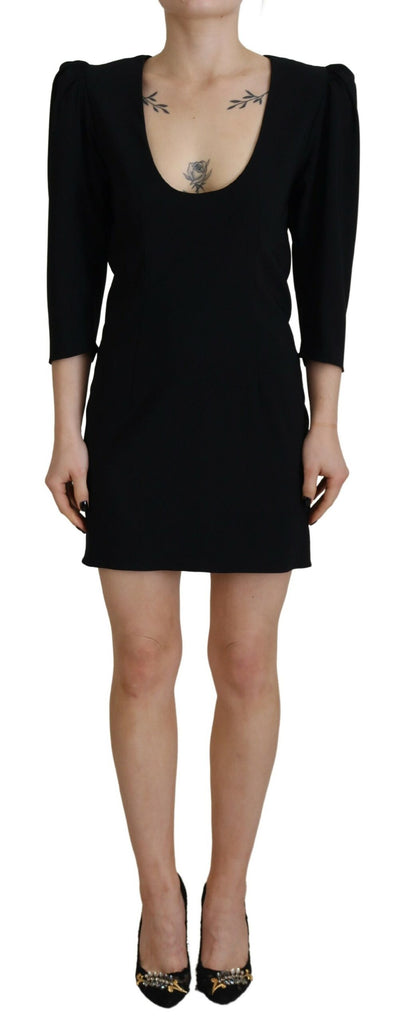 Dsquared² Black Polyester Long Sleeves Bodycon Sheath Dress by Dsquared²