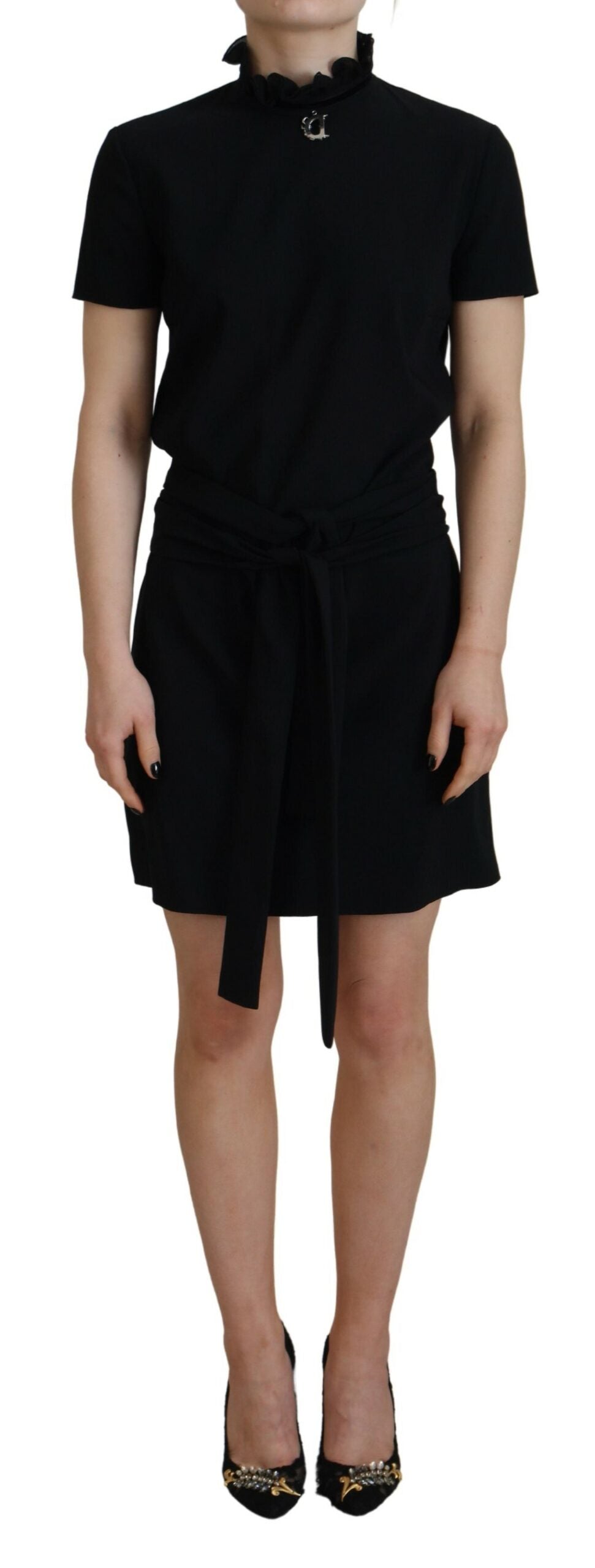 Dsquared² Black Polyester Short Sleeves Sheath Mini Dress by Dsquared²