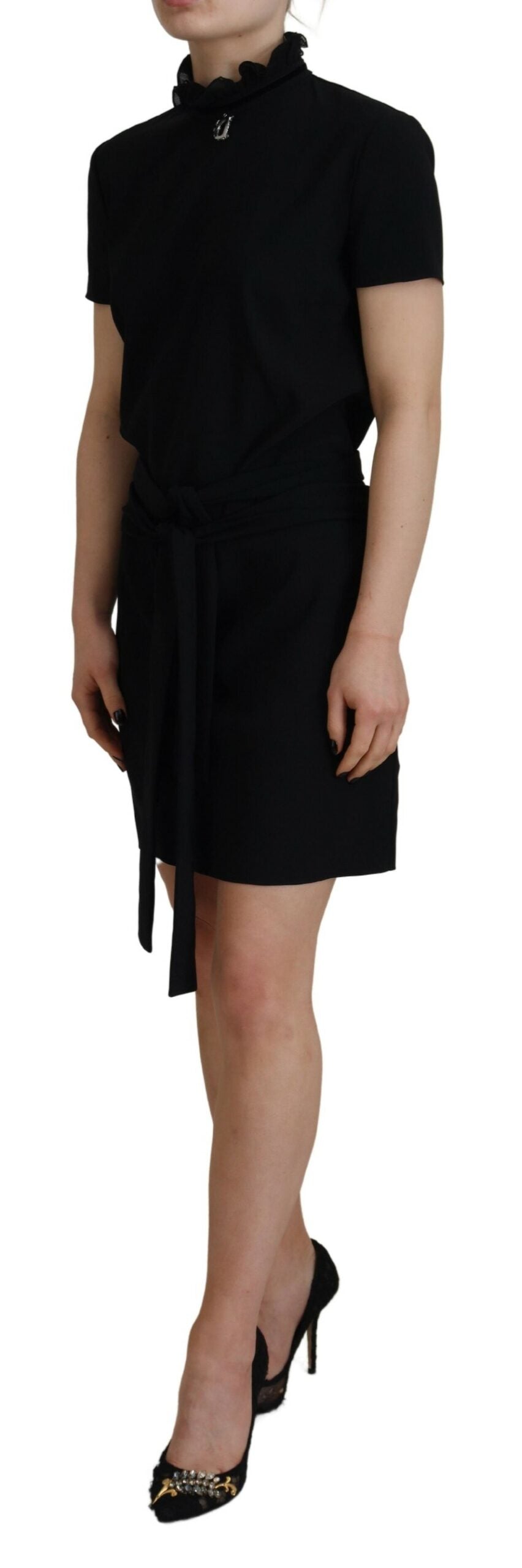 Dsquared² Black Polyester Short Sleeves Sheath Mini Dress by Dsquared²