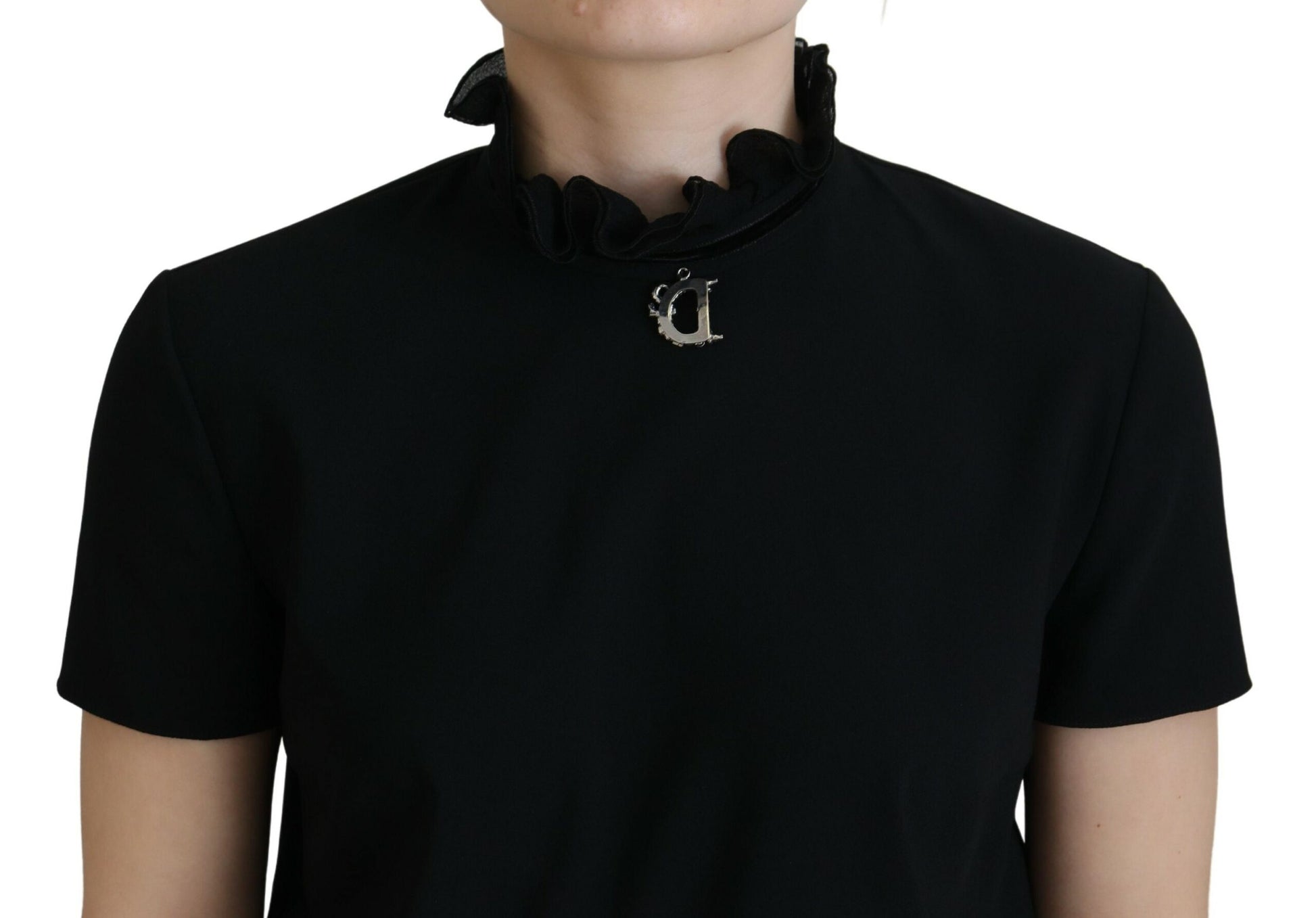 Dsquared² Black Polyester Short Sleeves Sheath Mini Dress by Dsquared²