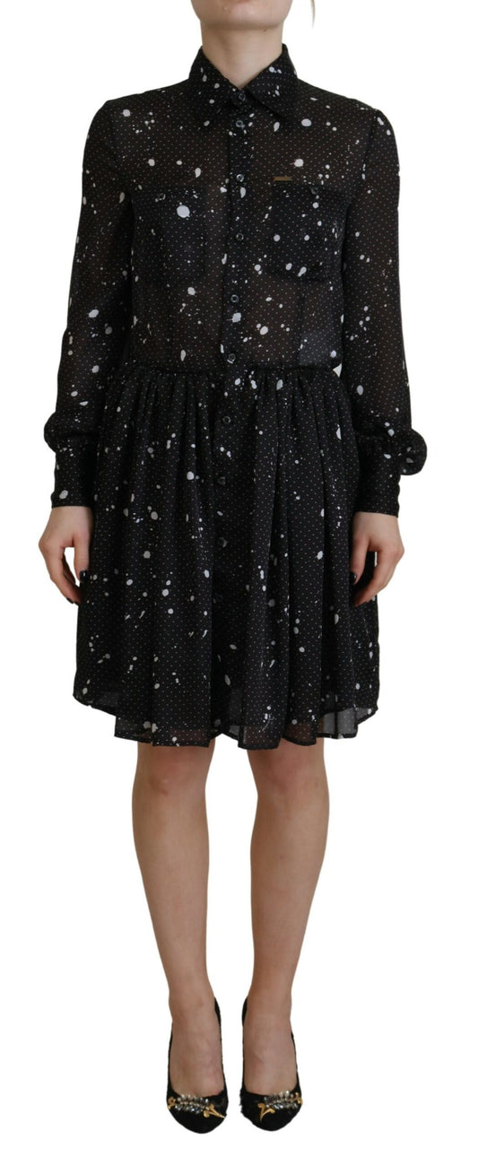 Dsquared² Black Polka Dot Long Sleeves Button Down Dress by Dsquared²