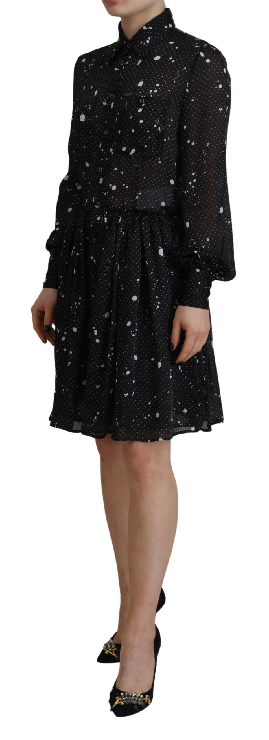 Dsquared² Black Polka Dot Long Sleeves Button Down Dress by Dsquared²
