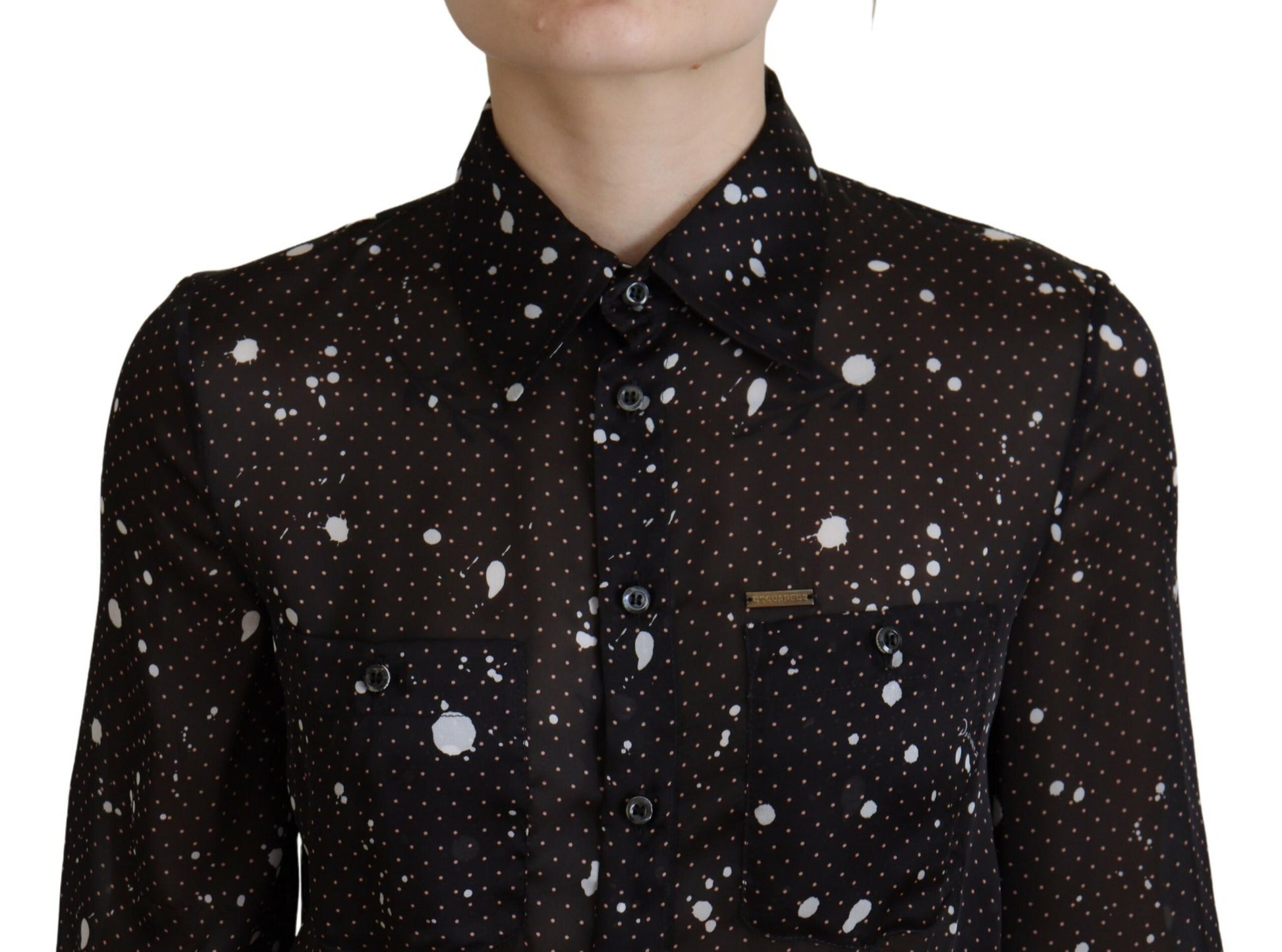 Dsquared² Black Polka Dot Long Sleeves Button Down Dress by Dsquared²
