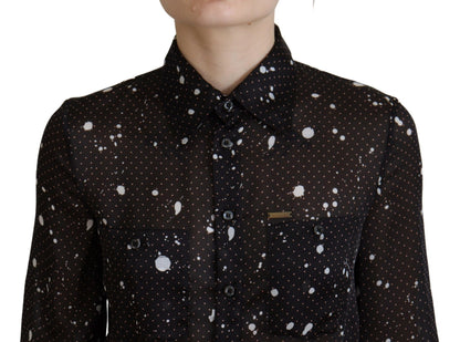 Dsquared² Black Polka Dot Long Sleeves Button Down Dress by Dsquared²