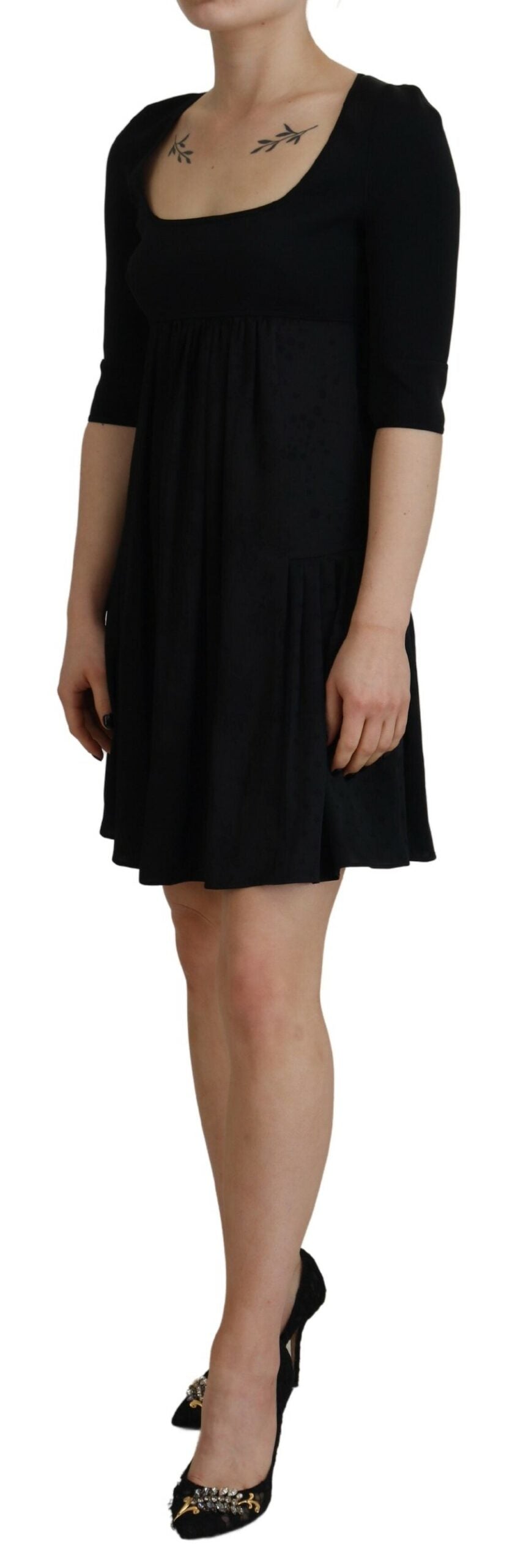 Dsquared² Black Acetate Short Sleeves A-line Sheath Dress by Dsquared²