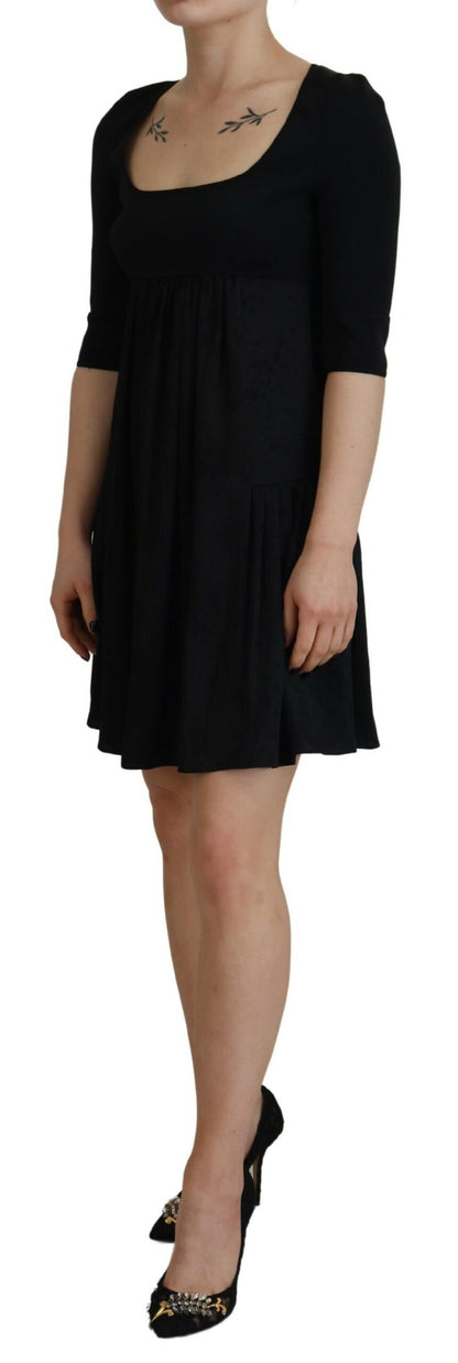 Dsquared² Black Acetate Short Sleeves A-line Sheath Dress by Dsquared²