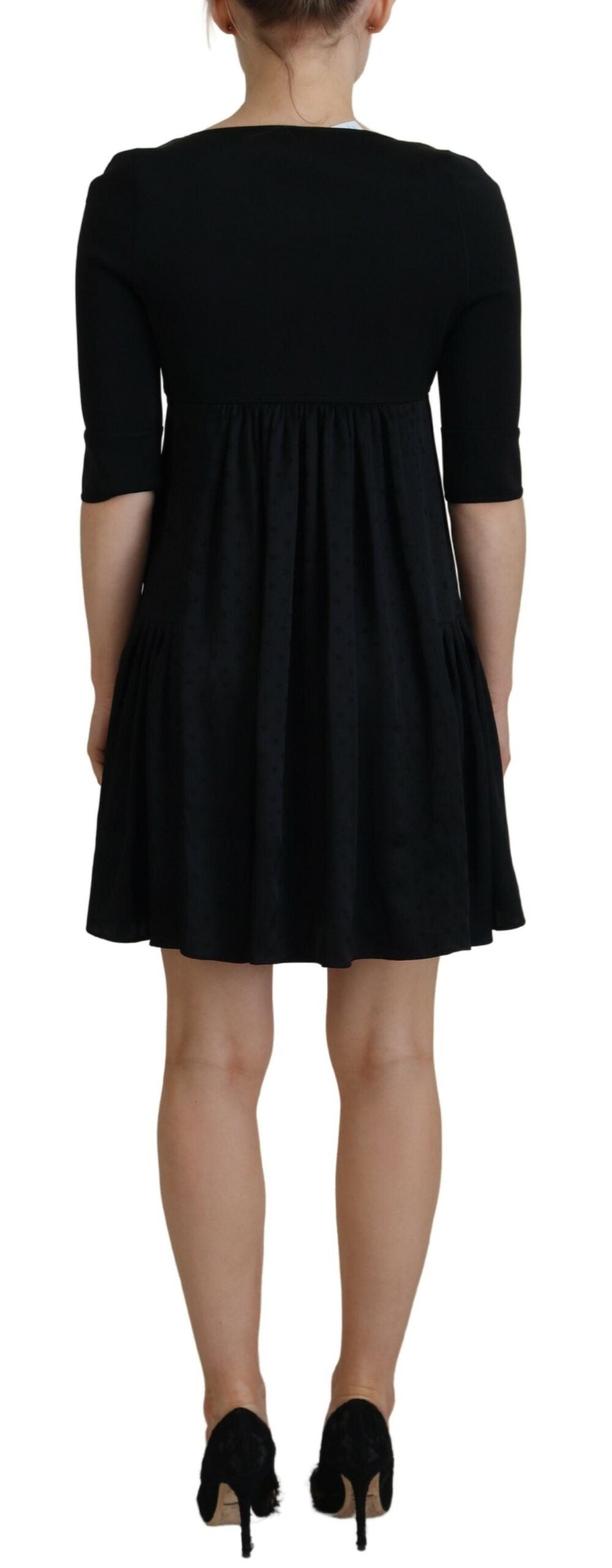 Dsquared² Black Acetate Short Sleeves A-line Sheath Dress by Dsquared²
