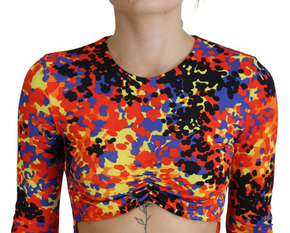 Dsquared² Multicolor Batik Open Belly Long Sleeves Dress by Dsquared²