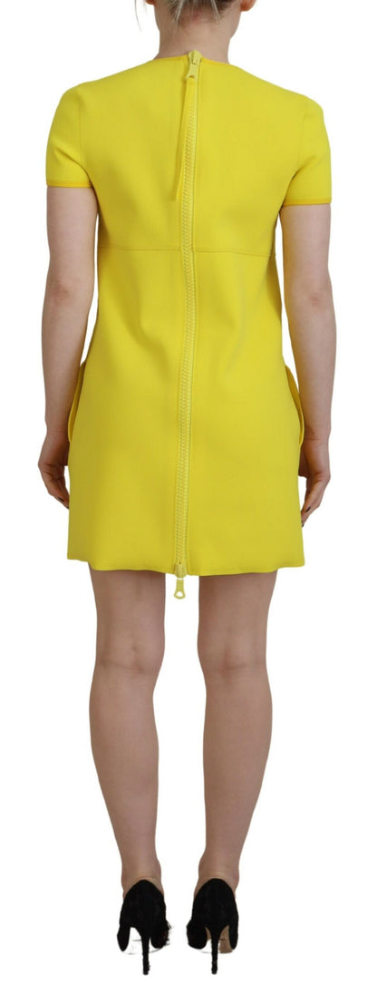 Dsquared² Yellow Nylon Short Sleeves Round Neck Mini Dress by Dsquared²