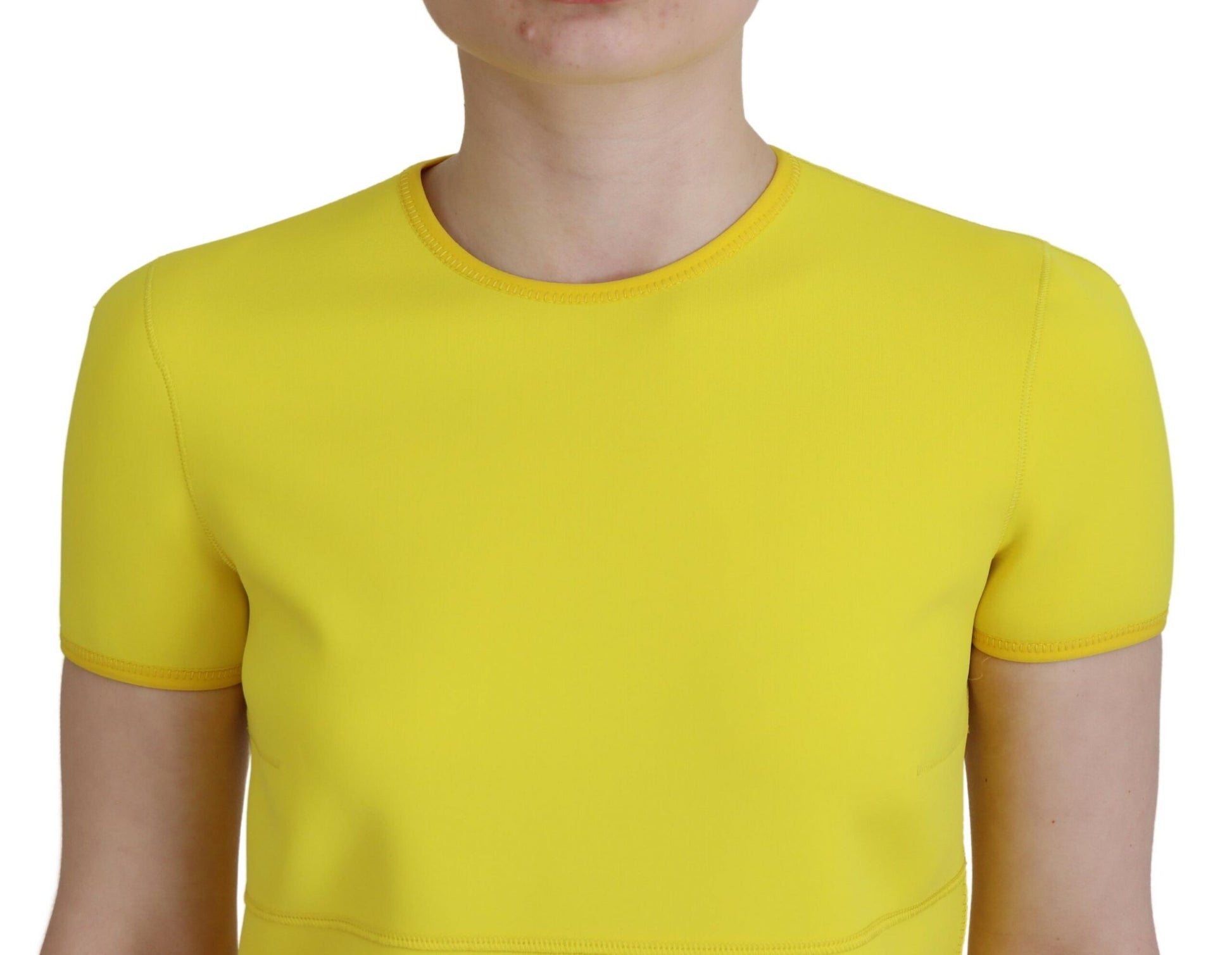 Dsquared² Yellow Nylon Short Sleeves Round Neck Mini Dress by Dsquared²