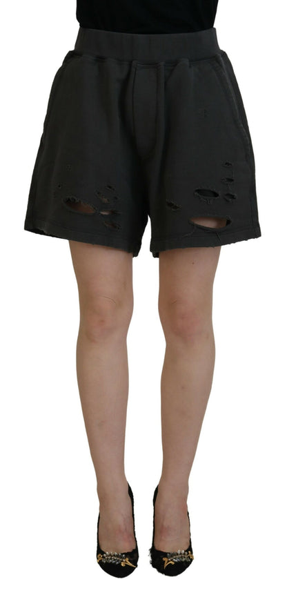 Short fuselé en coton noir taille moyenne Dsquared²