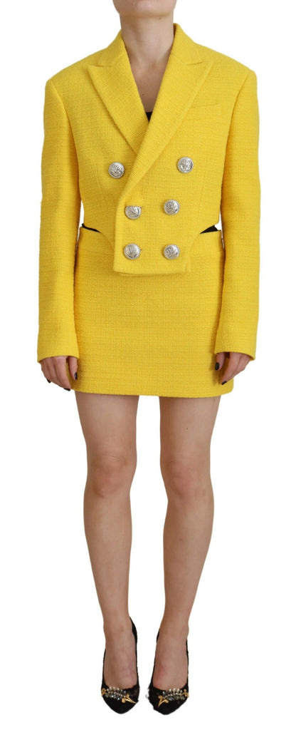 Ensemble mini-costume blazer et jupe croisés jaunes Dsquared²